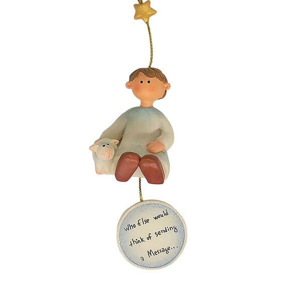Lifesighs Chris Shea Nativity Shepherd Boy Christmas Ornament Sending A Message - Picture 1 of 4